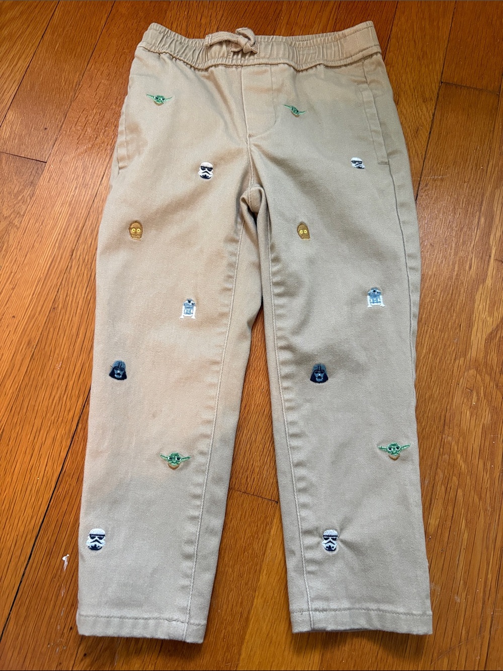 Janie and Jack Khaki Pants with Starwars Embroidered Icons